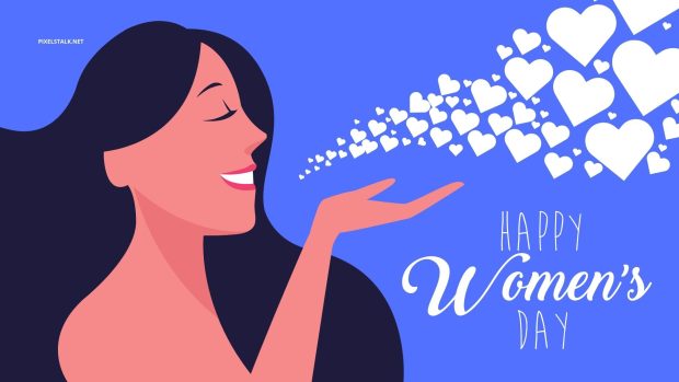 Blue Happy Womens Day Wallpaper.
