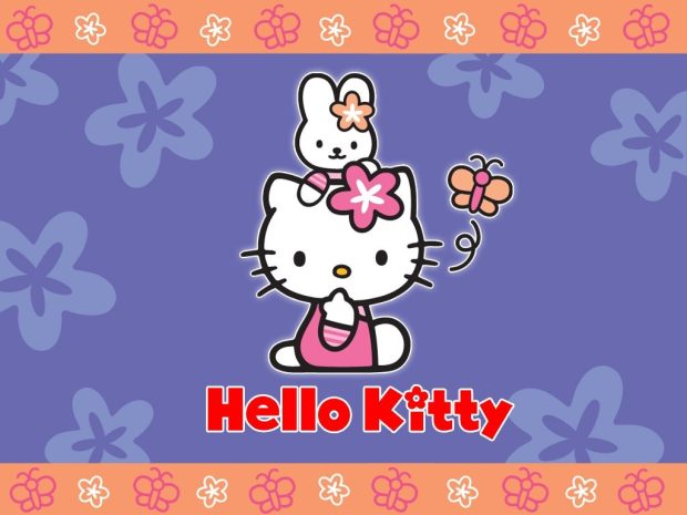 Blue Hello Kitty Easter Bunny Wallpaper HD.