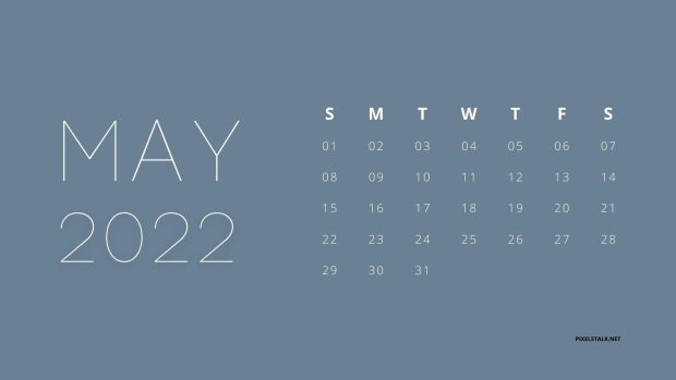 Blue May 2022 Calendar Wallpaper.