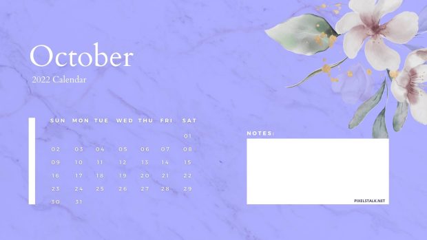 Blue October 2022 Calendar Wallpaper HD.