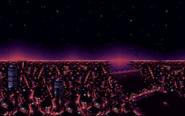 City Night 8 Bit Wallpaper HD.