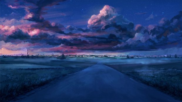 Cloud Sky Anime Scenery Wallpaper HD.