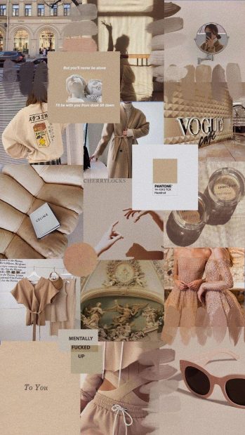 Collage Aesthetic Beige Backgrounds Free Download.