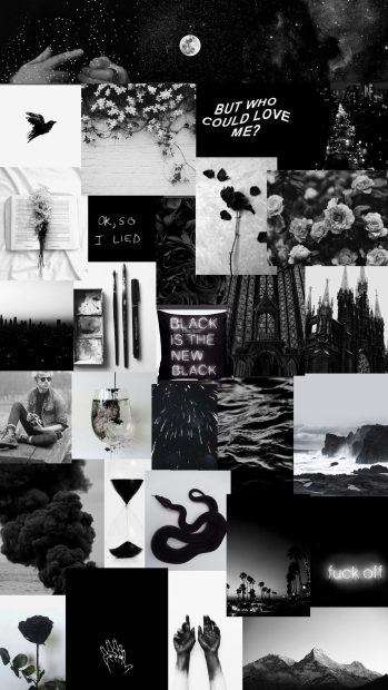 Collage Black And White Wallpaper Aesthetic.