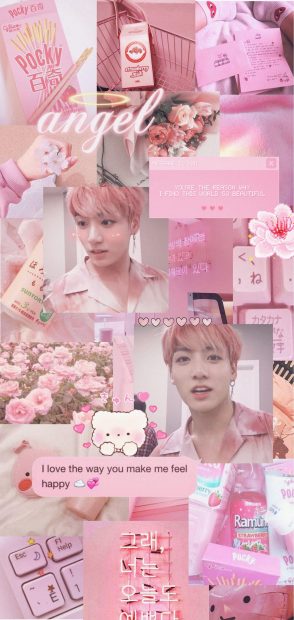 Collage Light Pink Aesthetic Background.