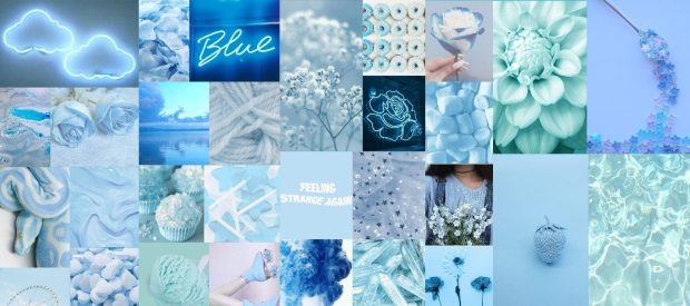 Collage Pastel Blue Aesthetic Wallpaper.