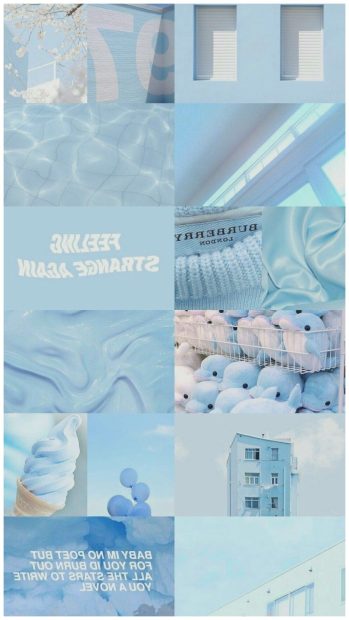 Collage Pastel Blue Wallpaper Aesthetic HD.