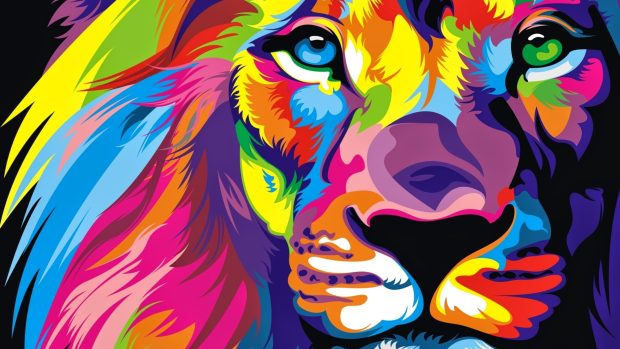 Colorful Desktop Wallpapers 4K Lion.