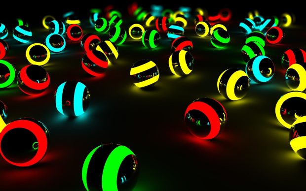 Cool 3D HD Wallpaper Neon Ball.