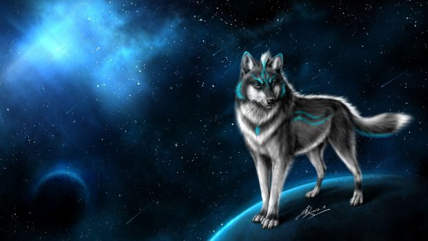 Cool Galaxy Wolf Wallpaper HD Free download.