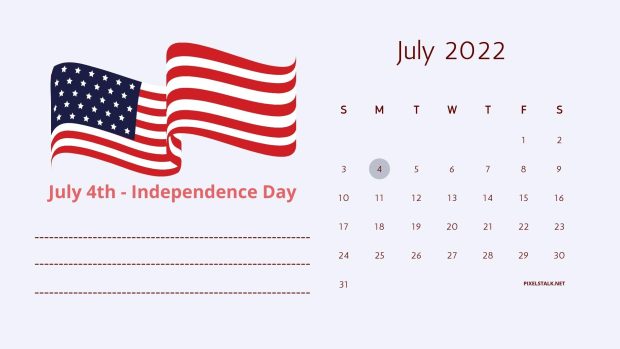 Cool July 2022 Calendar Background.