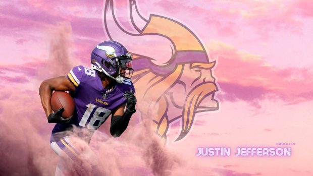 Cool Justin Jefferson Wallpaper Pink Sky.