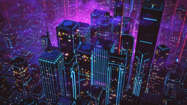 Cool Neon City Background.