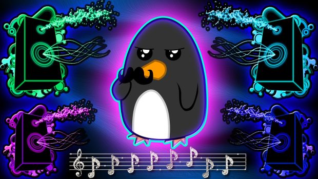 Cool Neon Desktop Wallpaper Penguin.