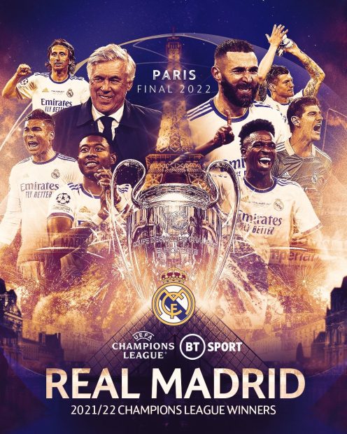 Cool Real Madrid UEFA Champions League 2022 Wallpaper HD.