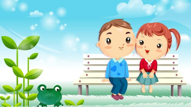 Couple Cute Cartoon Background.