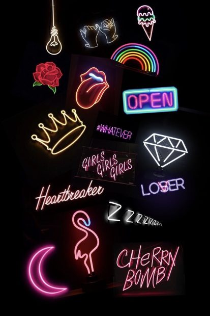 Cute Aesthetic Neon Light Background.