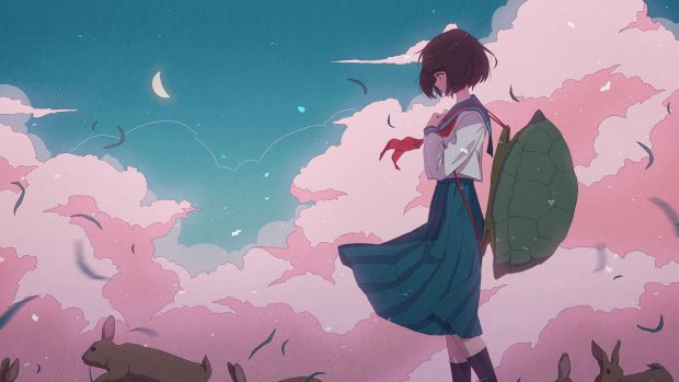 Cute Anime Backgrounds School Girl.