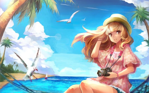 Cute Anime Beach Wallpaper HD.