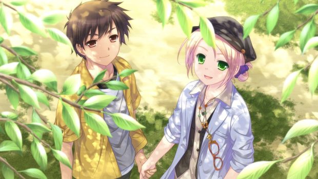 Cute Anime Couple Wide Screen Wallpaper HD.