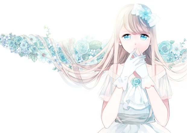 Cute Anime Girl Desktop Wallpaper White.