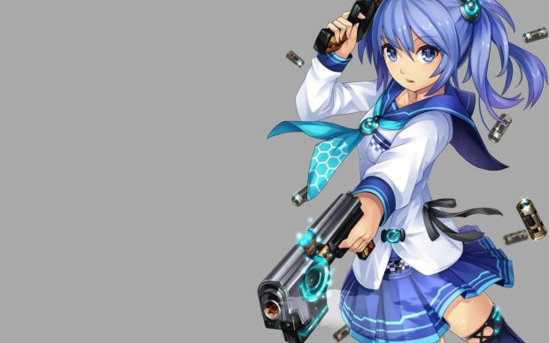 Cute Anime Girl Wallpaper Gun.