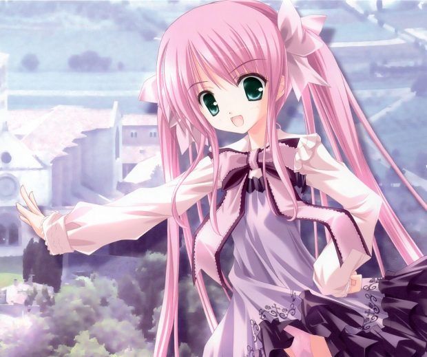 Cute Anime Girl Wallpaper Pink Hair.