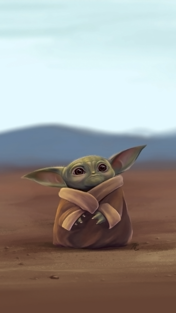 Cute Baby Yoda Phone Background.