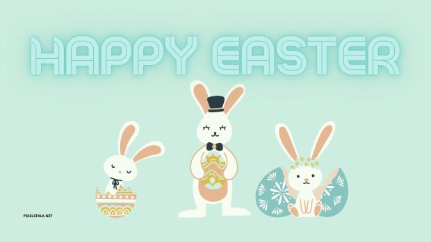 Cute Easter Wallpaper Blue Background.