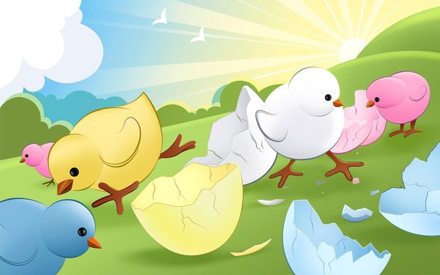 Cute Easter Wallpaper HD Chicken Art.