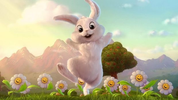 Cute Easter Wallpaper With Cute Bunny Image.