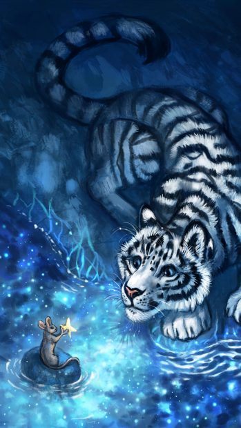 Cute Galaxy Background Tiger.