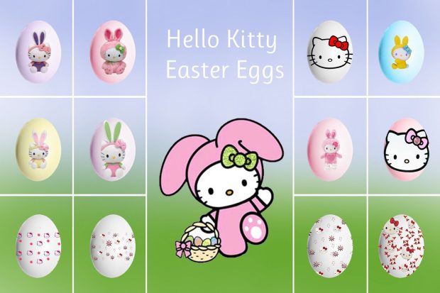 Cute Hello Kitty Easter Bunny Wallpaper HD.