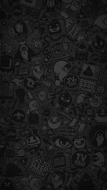 Cute Icon Black Aesthetic Background.