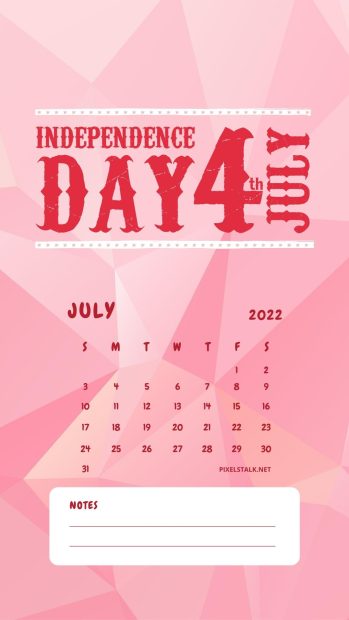 Cute July 2022 Calendar iPhone Background.