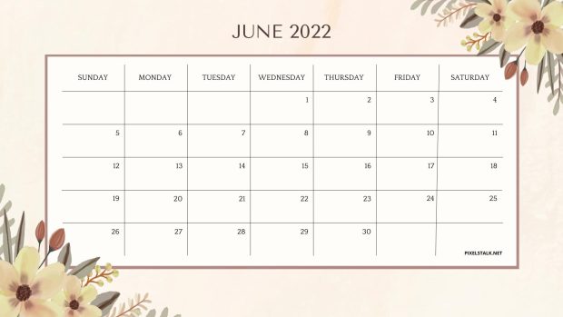 Cute June 2022 Calendar Wallpaper HD.