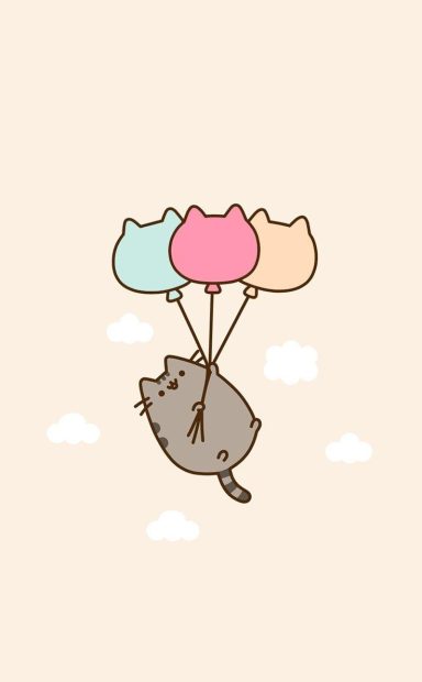Cute Kawaii Background Balloon Cat.