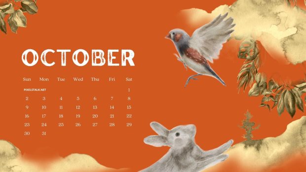 Cute October 2022 Calendar Background.