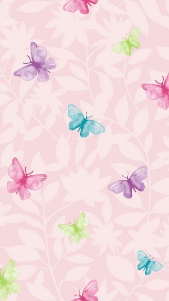 Cute Pink Butterfly Background.