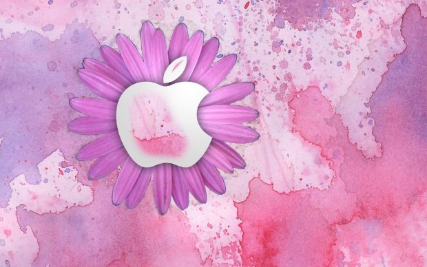 Cute Pink Wide Screen Backgrounds HD Apple Logo.