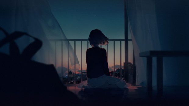 Cute Sad Wallpaper Lonely Girl.