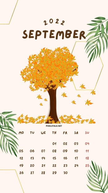Cute September 2022 Calendar Iphone Background.