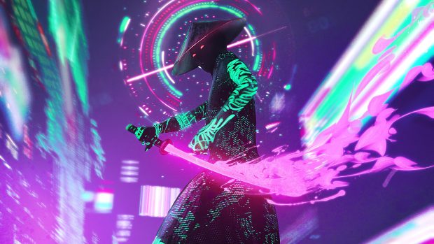 Cyberpunk Wallpaper 4K Neon Samurai.