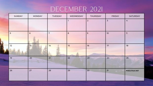 December 2021 Calendar Desktop Wallpaper.