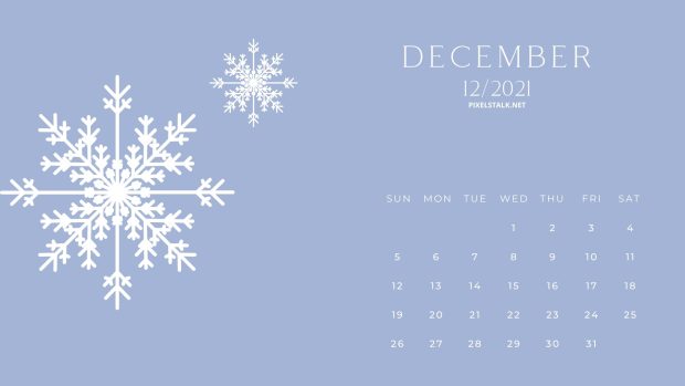 December 2021 Calendar Wallpaper Winter Snowflake.