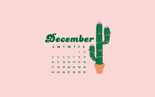 December Calendar Cute Cactus Wallpaper HD.