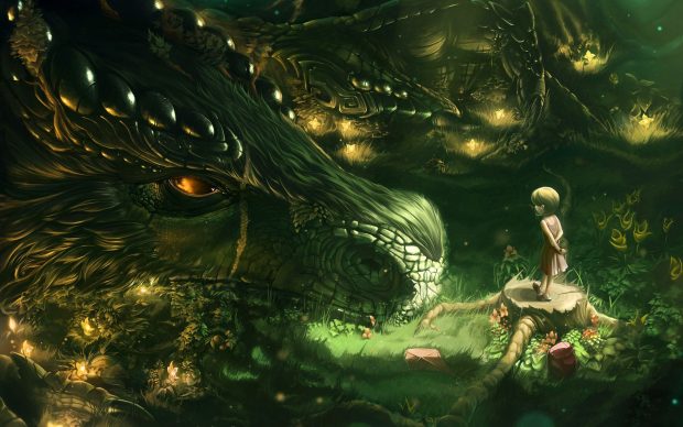 Dragon Jungle Fantasy Wallpaper HD.