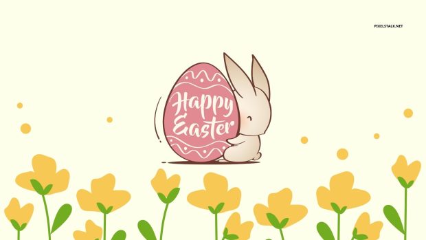 Easter Wallpaper 1920x1080 Flower and Bunny.