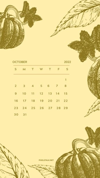 Fall October 2022 Calendar Phone Wallpaper HD.