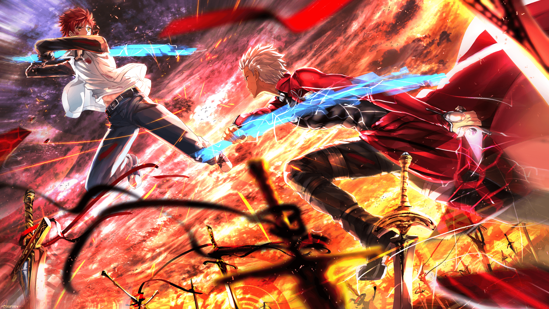 Wallpaper Anime Fate Zero Gilgamesh Saber Archer Background  Download  Free Image